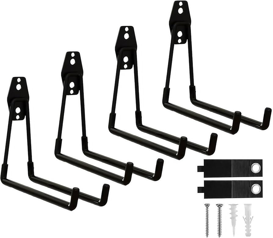 Garage Hooks, 4 Pack 7.7inch Large Square Wall Hooks for Hanging Heavy Duty Ladders, Bikes, Tools... | Amazon (US)