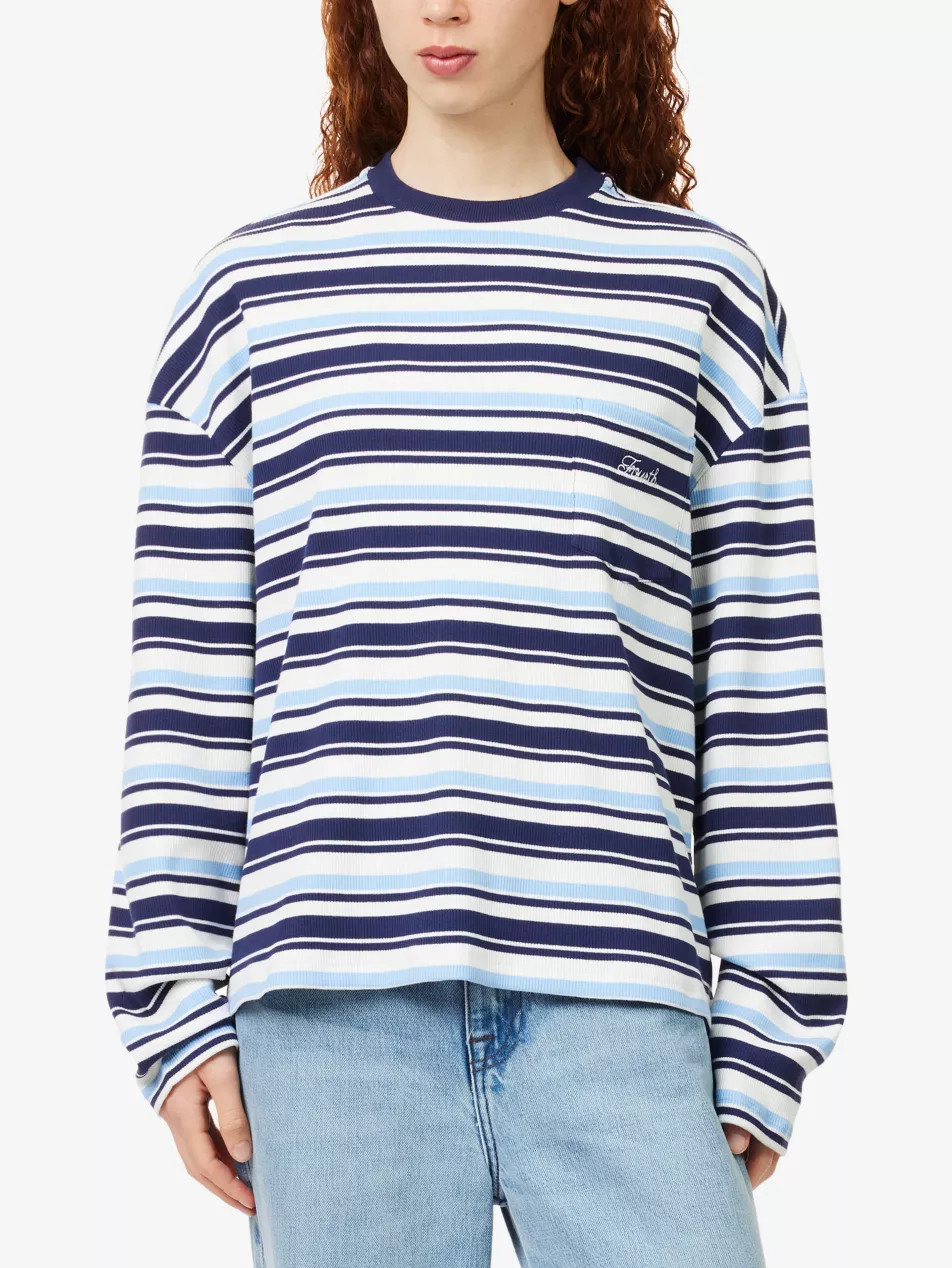 Coral Striped Stretch-Cotton T-Shirt | Selfridges