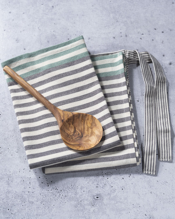 Green & Gray Stripe Organic Cotton Tea Towels \u2013 Set of 2 | TerraKlay