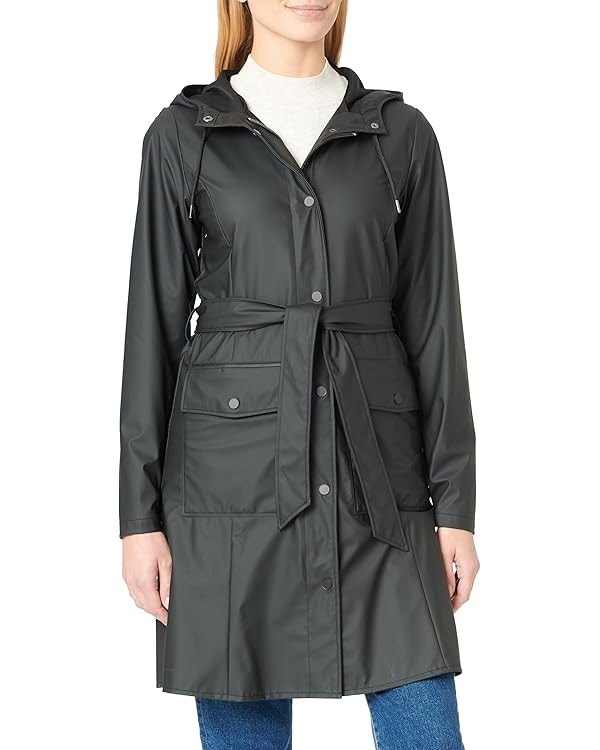 RAINS Curve W Jacket - Waterproof Jacket with Hood for Women - Reusable Raincoat with Belt | Amazon (US)