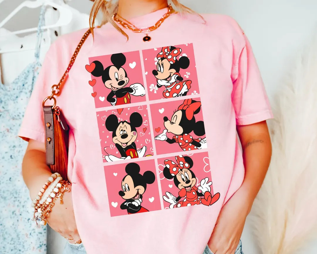Mickey And Minnie Mouse Valentine Couple Expressions Shirt, Disney Happy Valentine's Day Gift T-s... | Etsy (US)
