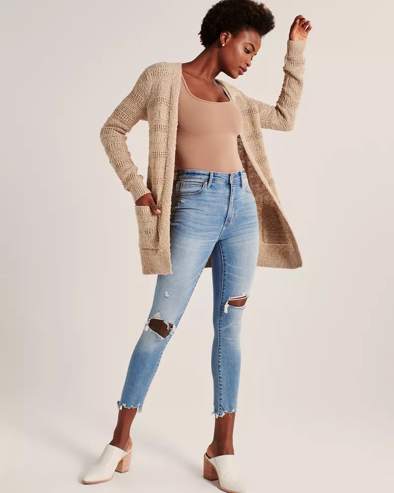 Stitchy Open-Front Cardigan | Abercrombie & Fitch US & UK