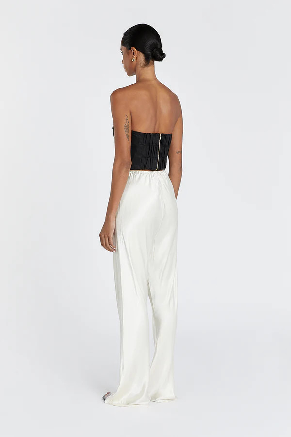 NICCI BLACK LINEN STRAPLESS TOP | DISSH