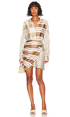 L'Academie The Kamille Mini Dress in Brown & Ivory Stripe from Revolve.com | Revolve Clothing (Global)