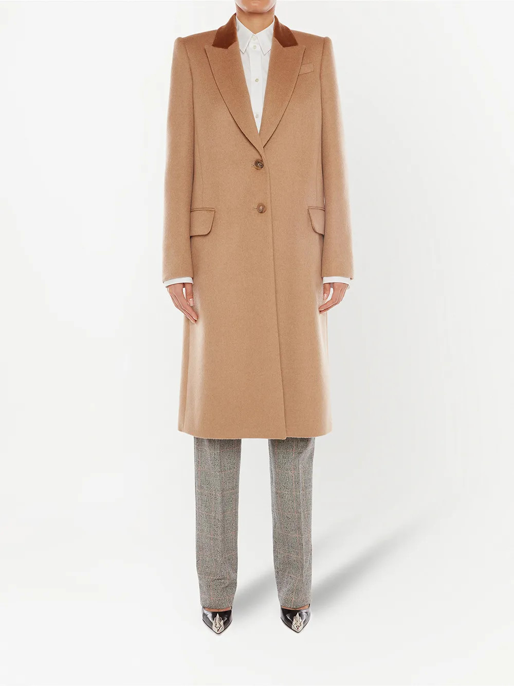 contrasting-lapel midi coat | Farfetch (US)