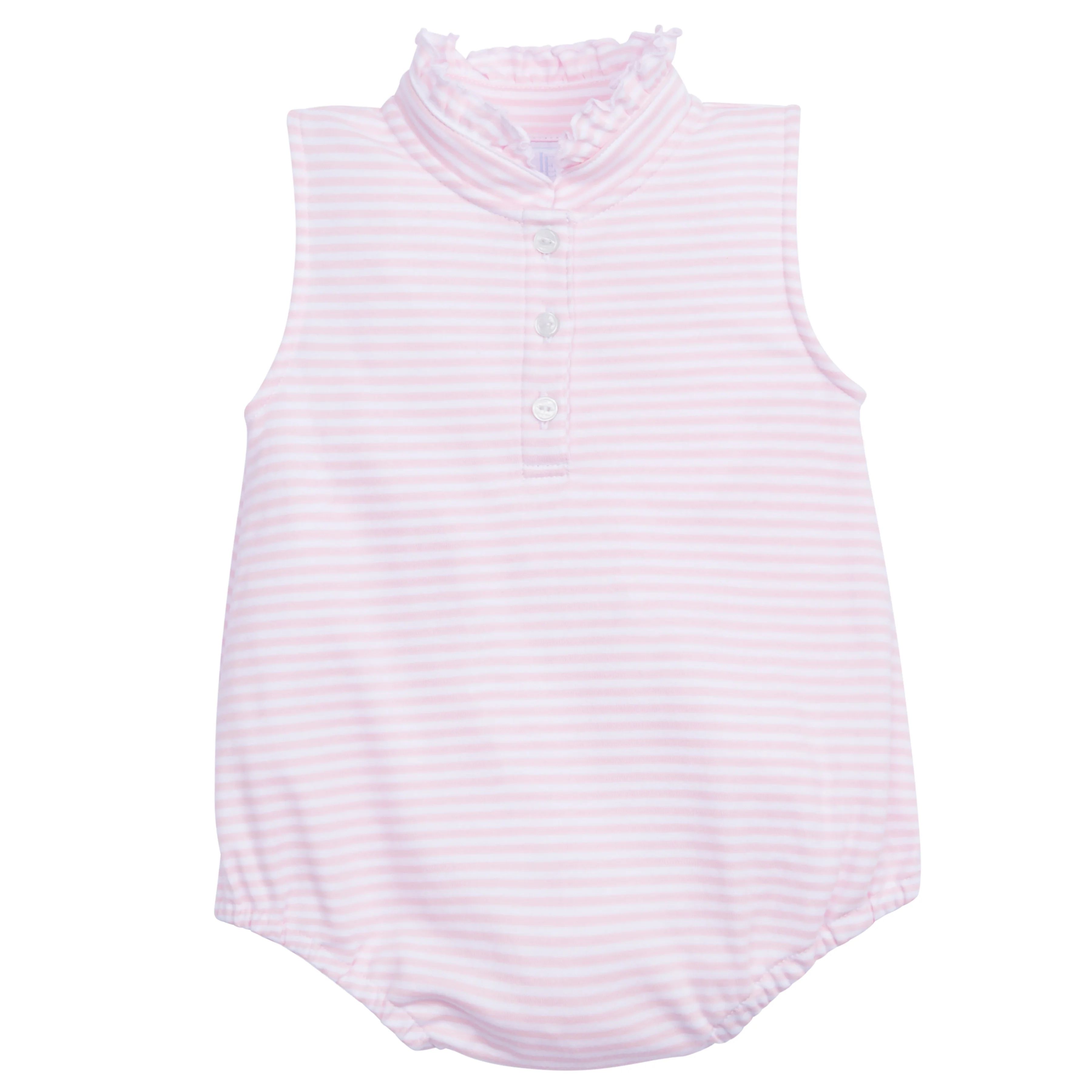 Baby Pink Bubble Outfit - Girls Sleeveless Romper | Little English