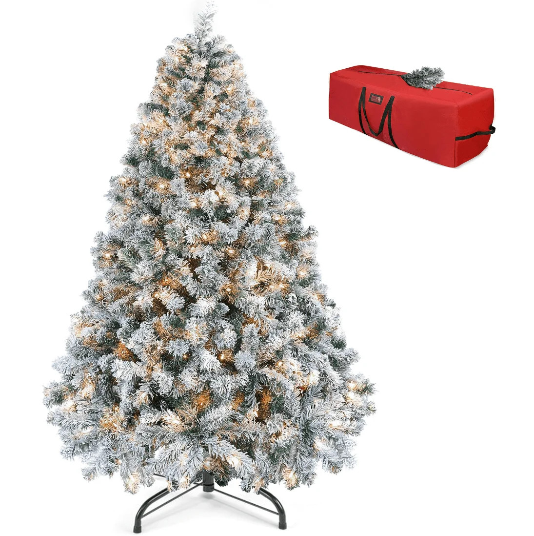 VAVSEA 7FT Artificial Christmas Tree, Pre-Lit Snow Flocked Christmas Tree with Storage Bag, 300 W... | Walmart (US)