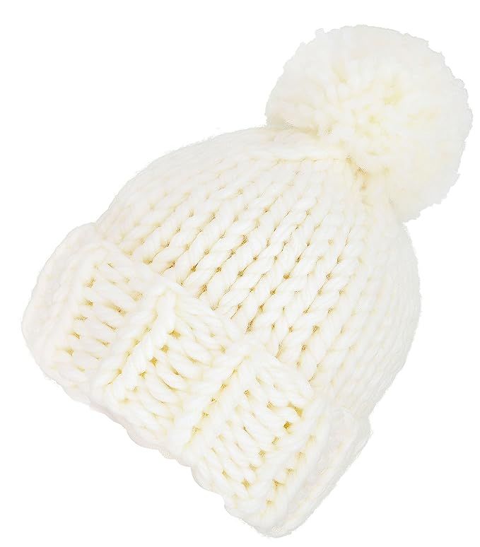 Arctic Paw Womens Super Soft Warm Chunky Cable Faux Fur Pompom Knit Beanie Hat | Amazon (US)
