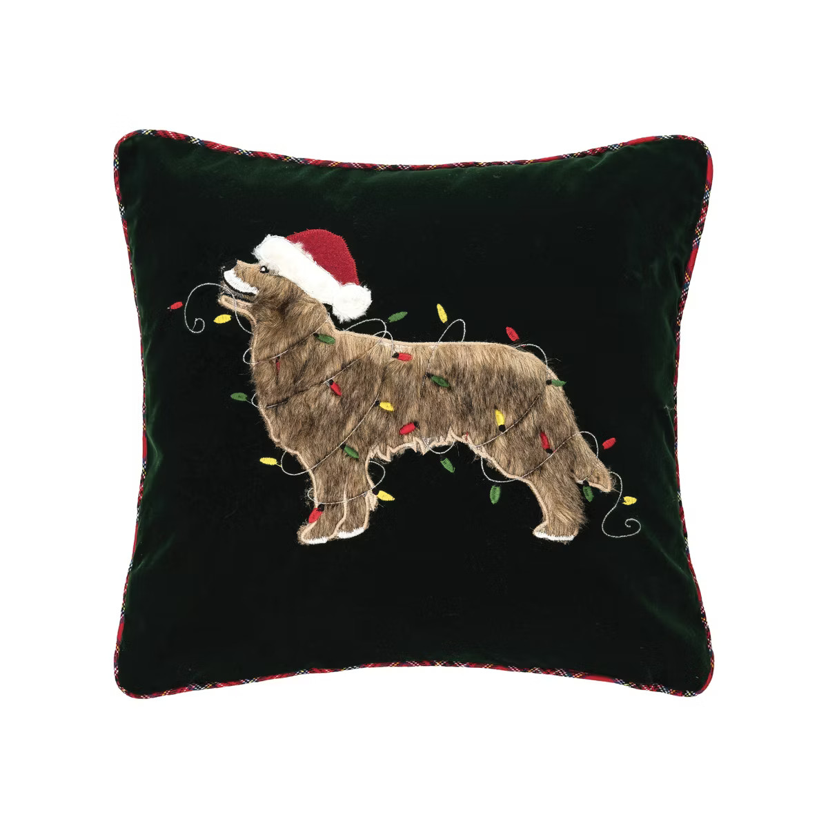 C&F Home Santa Hat Golden Retriever Christmas String Lights Accent Throw Pillow 18" x 18" | Target