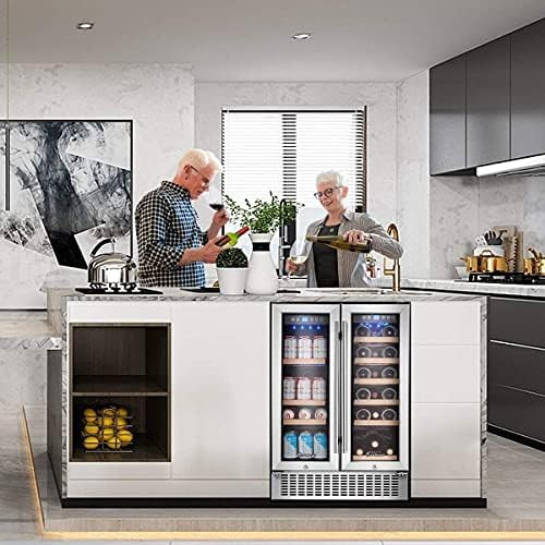 AAOBOSI 24 Inch Beverage and Wine Cooler Dual Zone 2-IN-1 Wine Beverage Refrigerator with Indepen... | Amazon (US)