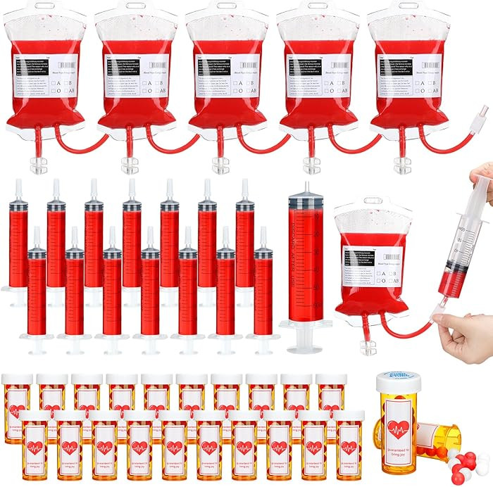60 Pcs Nursing Graduation Party Supplies 5 Iv Blood Bags for Drinks 15 Plastic Syringes 20 Empty ... | Amazon (US)