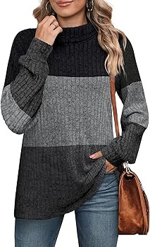 OFEEFAN Turtlenecks Tops for Women Oversized Sweaters Fall Outfits 2025 Plus Size Clothes Long Sl... | Amazon (US)