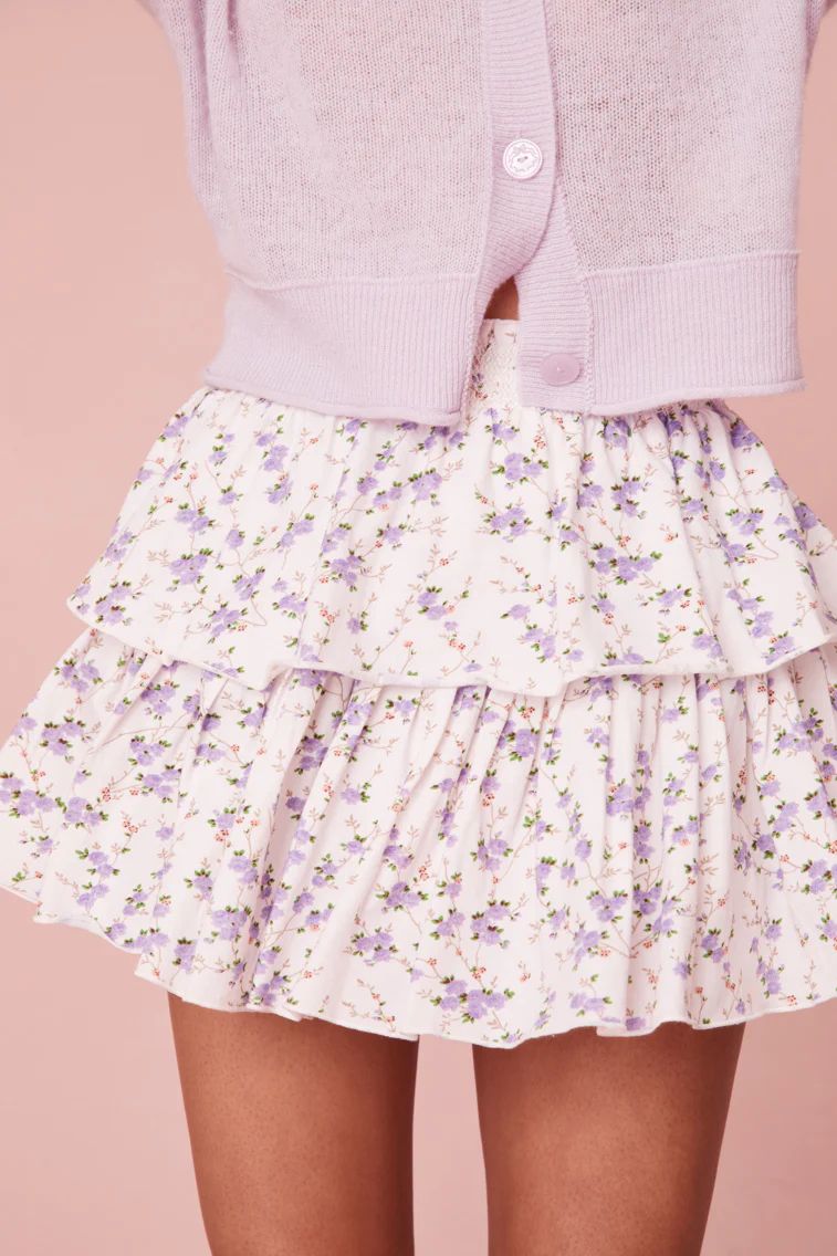 Ruffle Mini Dainty Lilac Skirt | LOVESHACKFANCY