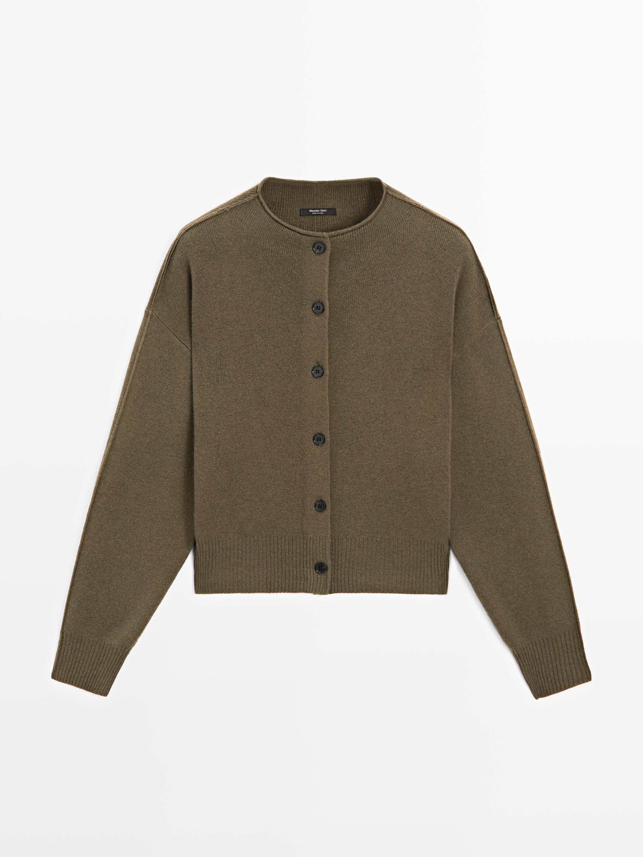 Wool blend knit cardigan with seam details | Massimo Dutti UK