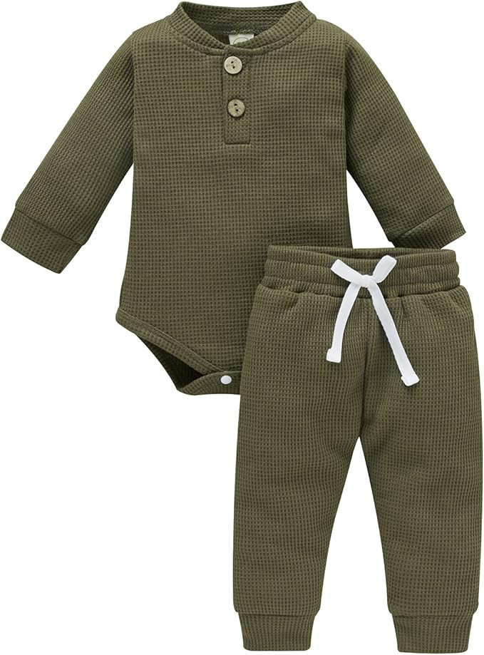 Ledy Champswiin Winter Newborn Baby Boy Girl Clothes Set Ribbed Outfits Unisex Infant Solid Long ... | Amazon (US)