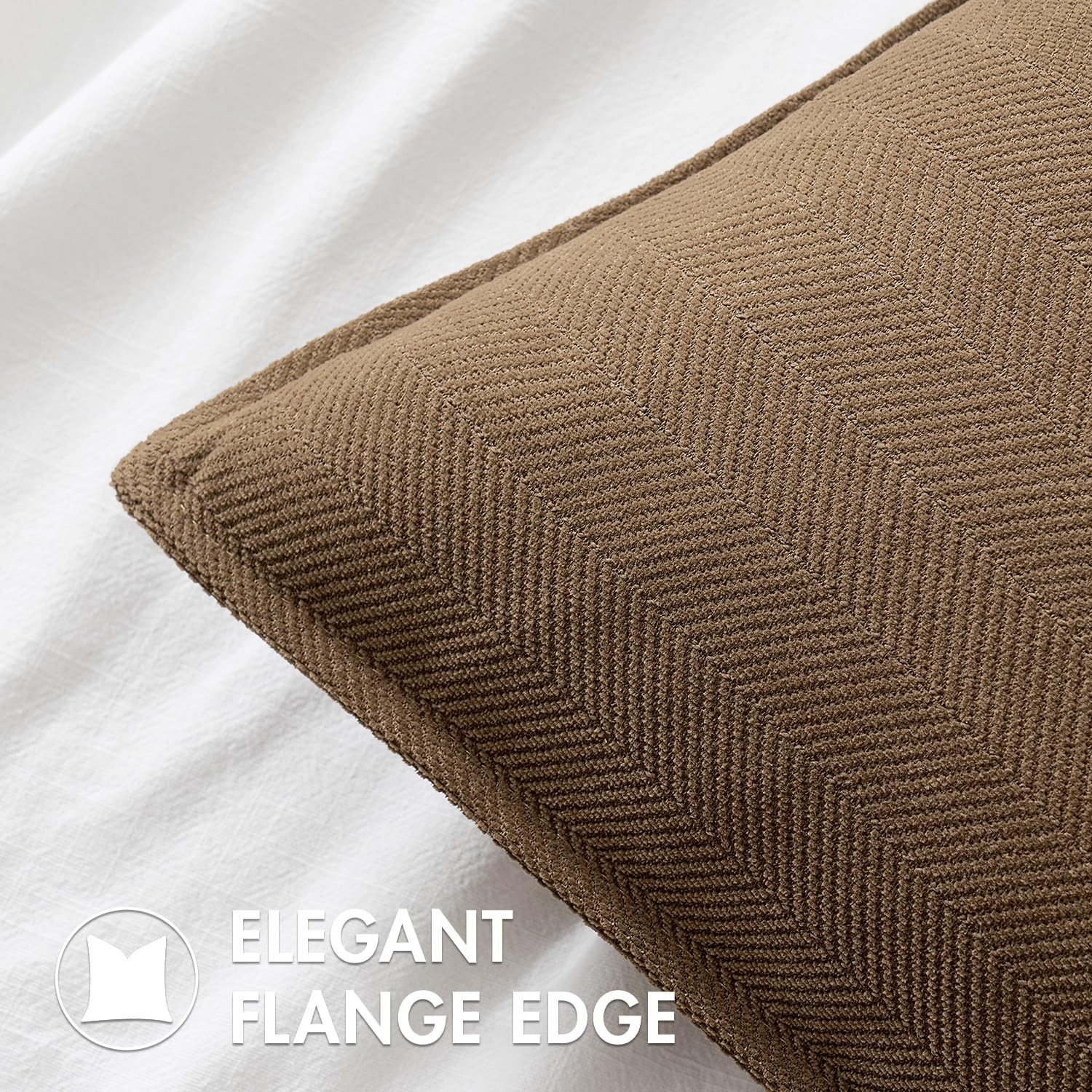 MIULEE Pack of 2 Dark Brwon Decorative Pillow Covers 22x22 Inch Soft Chenille Luxurious Couch Thr... | Amazon (US)