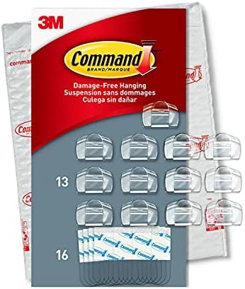 Command Clear Cord Clips, 13 Clips, 16 Strips - Easy to Open Packaging, Organize Damage-Free | Amazon (US)