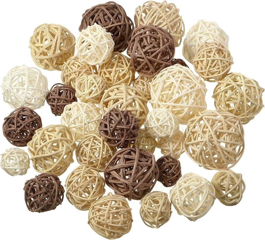 36 Pcs Wicker Rattan Balls Decorative Balls for Centerpiece Bowls Orbs Vase Fillers for Spring Su... | Amazon (US)