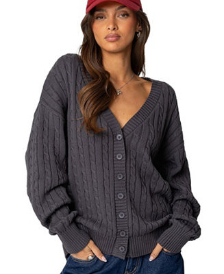 Womens Francine Oversized V Neck Cardigan | Macy's