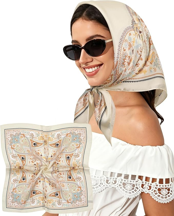 AWAYTR Chiffon Head Scarf for Women - 27.5" Lightweight Silk Feel Hair Scarf Bandanas Women Head ... | Amazon (US)