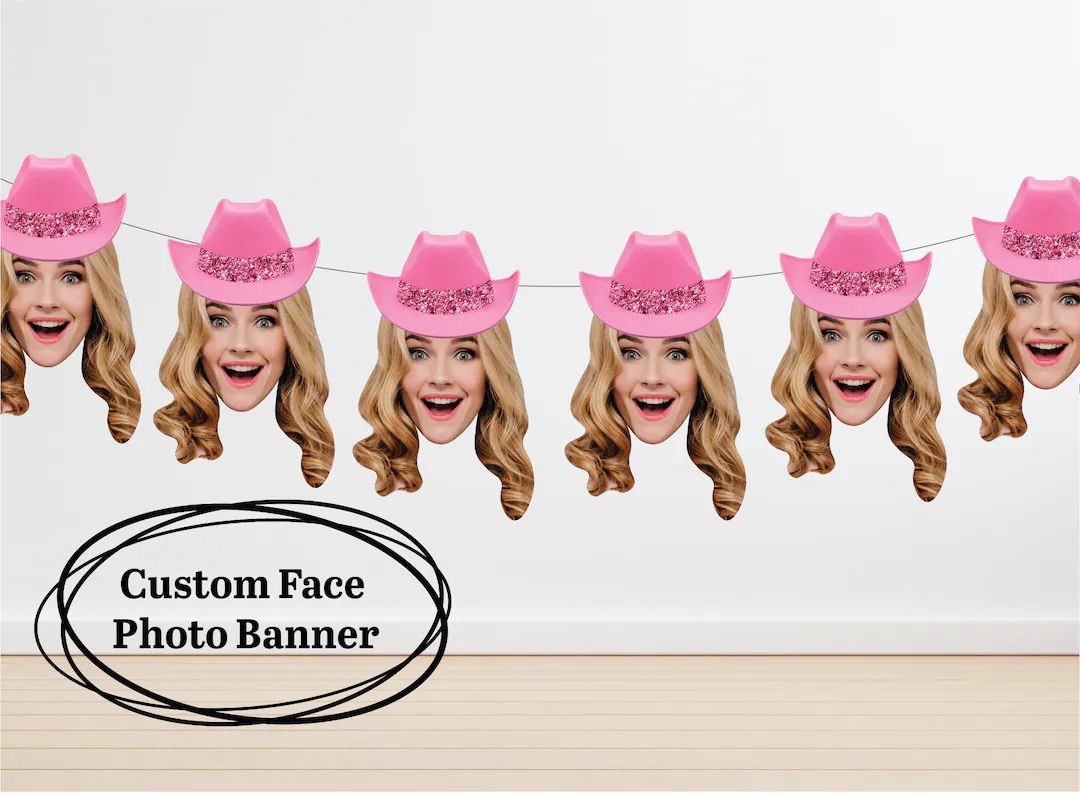 Pink Cowgirl Custom Photo Banner Bachelorette or Birthday - Etsy | Etsy (US)