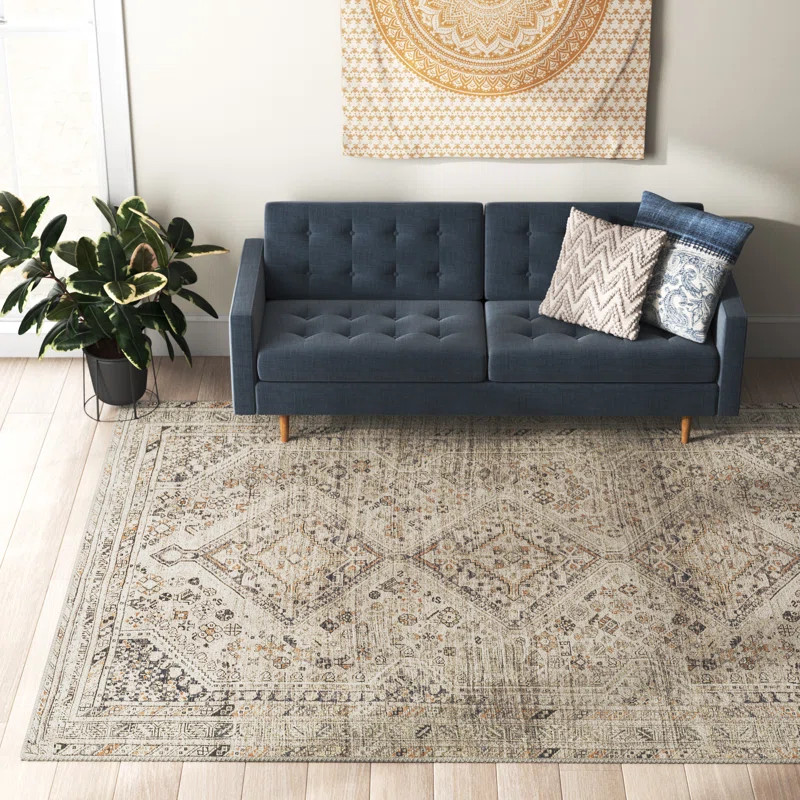 Westbrook Rectangle Oriental Machine Woven Area Rug in Beige/Orange | Wayfair North America