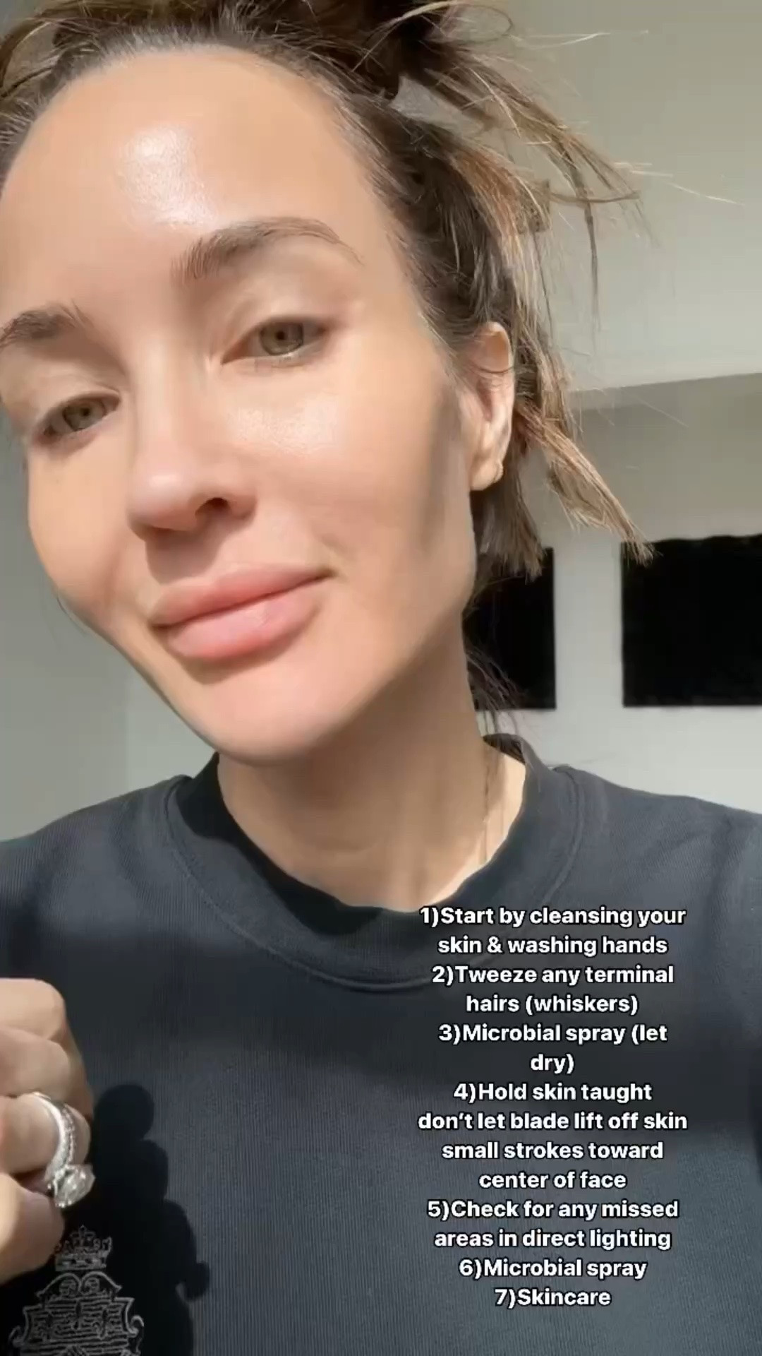 Dermaplaning isn't just about removing peach fuzz, it's a gentle form of exfoliation that helps reveal new, healthy skin underneath.
Benefits include better skincare absorption and it gives the smoothest canvas for your makeup to sit on.
Pro Tip: leave the blade on the skin with light pressure and use short strokes. I'm using a scalpel but I highly suggest dermablading tools with guards which l've linked. If you feel unsure, it is best to see an esthetician.
This is my favorite thing to do 7 days post treatment to remove dead skin!
1️⃣Start by cleansing your skin & washing hands
2️⃣Tweeze any terminal hairs (whiskers)
3️⃣Microbial spray (let dry)
4️⃣Hold skin taunt don't let blade lift off skin small strokes toward center of face
5️⃣Check for any missed areas in direct lighting
6️⃣Microbial spray
7️⃣Skincare


#LTKOver40 #LTKgrwm #LTKootd

#LTKstorytime #LTKootd #LTKBeauty
