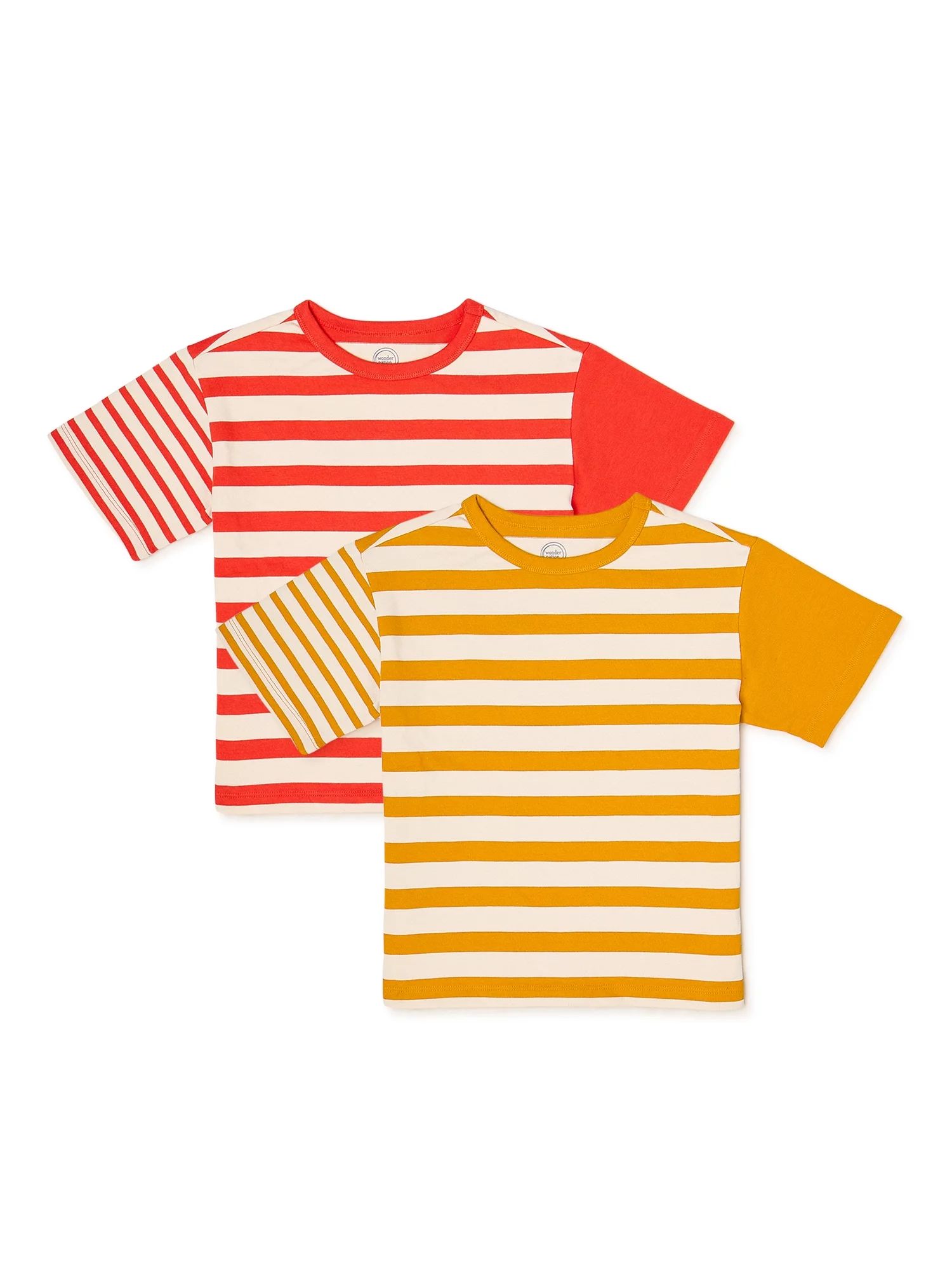 Wonder Nation Boys Oversized Striped T-Shirt, 2-Pack | Walmart (US)