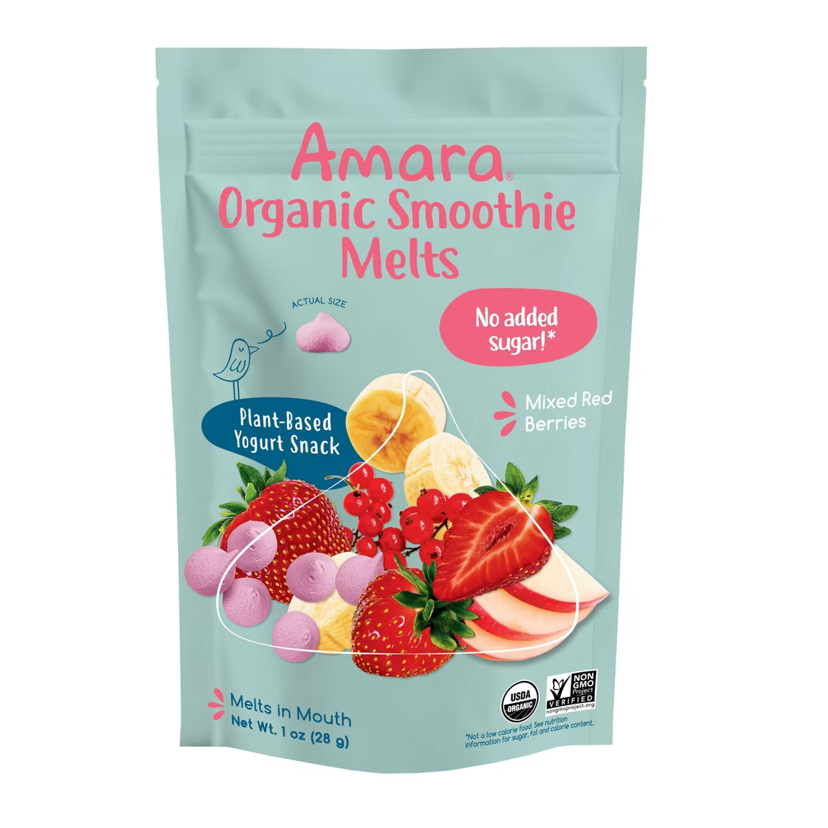 Amara Organic Smoothie Melts Mixed Red Berries Plant Based Yogurt Baby Snack - 1oz | Target