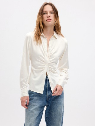 Satin Ruched Shirt | Gap (US)