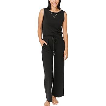 GIVNUAN Air Essentials Jumpsuits New Jumpsuit for Women Casual Loose Short Sleeve Belted Wide Leg... | Amazon (US)