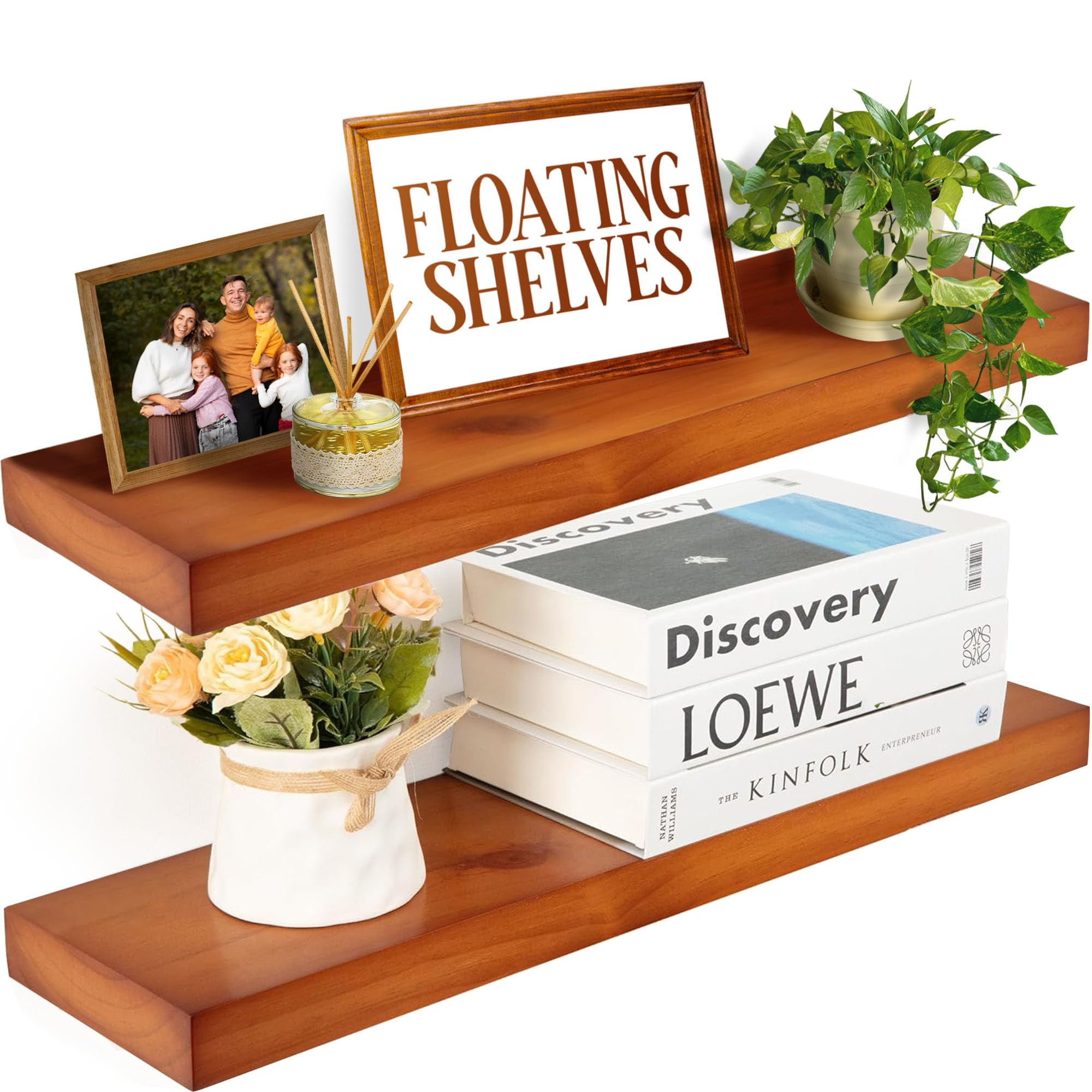 Imperative Décor Heavy Duty Floating Shelves for Wall Long - Handmade Natural Wood Floating Shel... | Amazon (US)