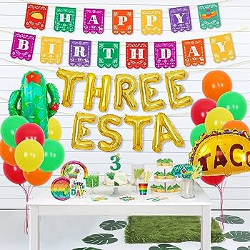 Fiesta Party Decorations Three Esta Birthday Decorations Mexican Themed Birthday Party Supplies w... | Amazon (UK)