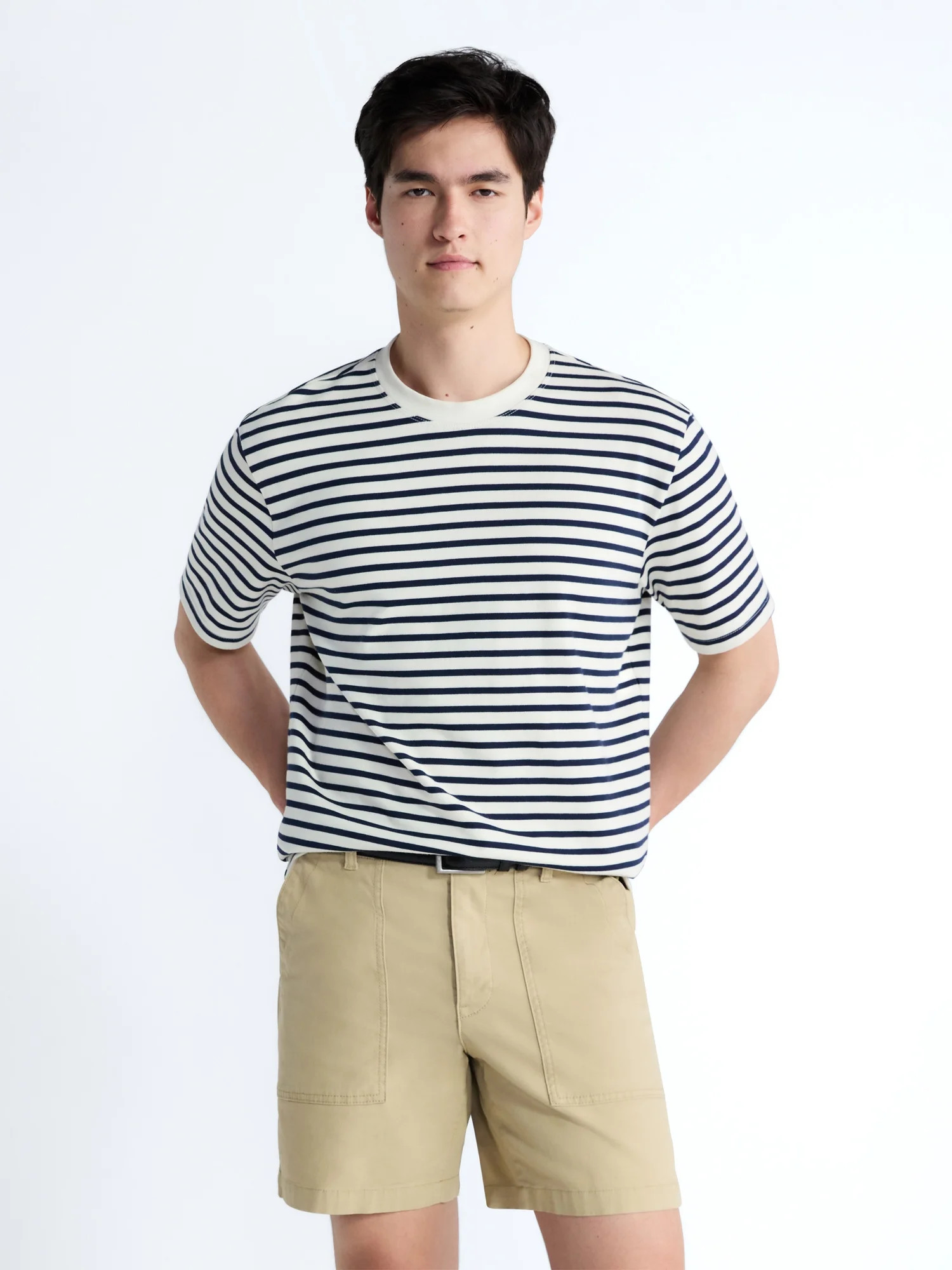 Free Assembly Striped Relaxed Heavyweight Tee with Short Sleeves, Sizes XS-3XL | Walmart (US)