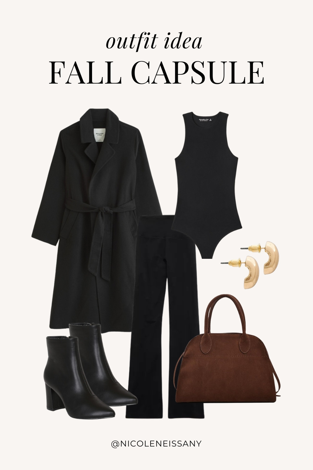 Fall Capsule Wardrobe Outfit Idea | fall capsule outfit, fall outfit, fall outfits, fall style, fall fashion, fall 2024 fashion, fall outfits 2024, fall trends 2024, fall outfit inspo, fall outfit inspiration, fall capsule wardrobe essentials, fall wardrobe essentials, fall closet essentials, fall essentials, fall basics, fall must haves, neutral capsule wardrobe, neutral outfit, neutral fashion, casual outfit, casual date night outfit, elevated casual outfit, brunch outfit, everyday outfit, Abercrombie, Abercrombie denim, Abercrombie jeans, Amazon Fashion, Revolve, Lulus, Nordstrom // fall coat, black coat, bodysuit, flared leggings, black ankle boots, gold teardrop earrings, brown suede tote bag

#LTKSeasonal #LTKShoeCrush #LTKItBag #LTKStyleTip #LTKFindsUnder50 #LTKFindsUnder100 #LTKTravel #LTKSaleAlert 