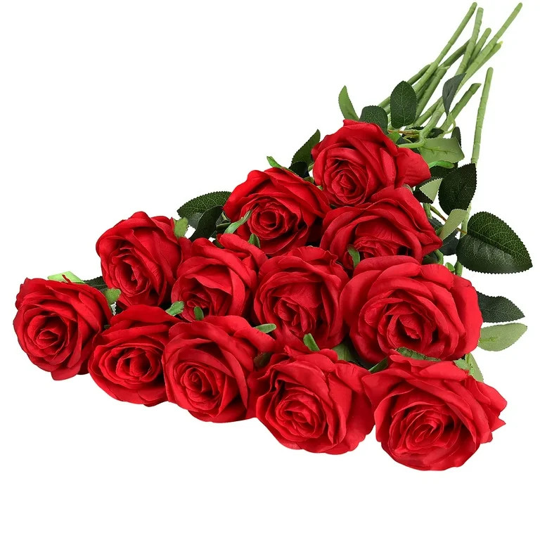 TETOU 12pcs Artificial Rose Flower Silk Fake Roses Real Touch for Party Wedding Centerpiece Bouqu... | Walmart (US)