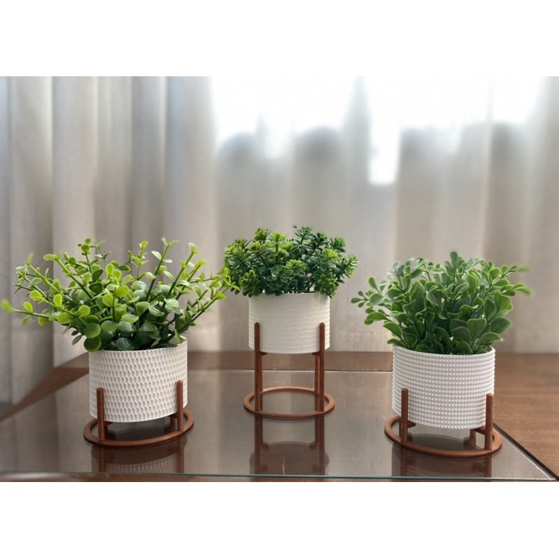 Kit 3 Vasos Cachepot Mini Decorativo Com Suporte Para Mini Cactos ou Suculentas ou Plantas Artifi... | Shopee (BR)