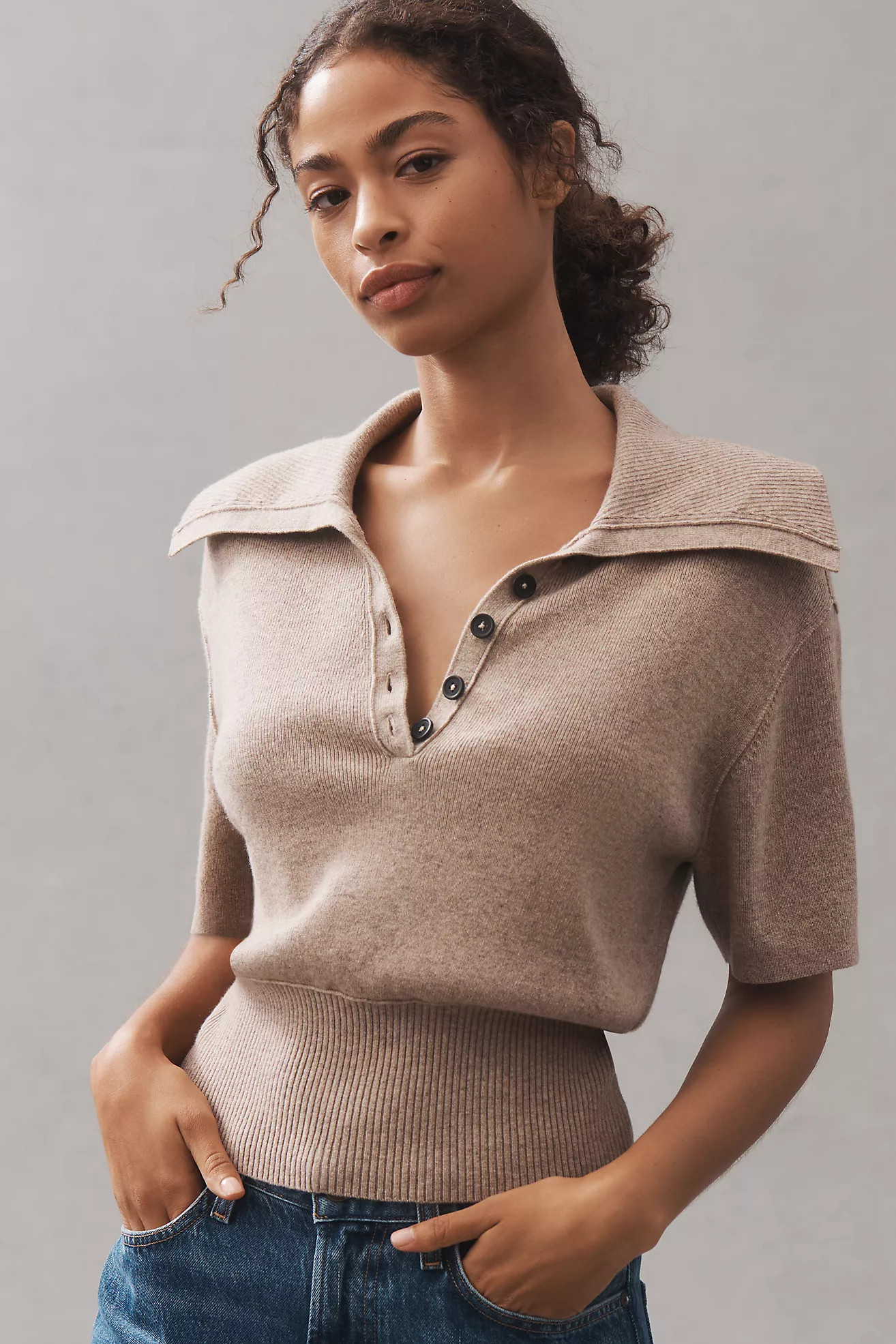 Pilcro Collared Wool and Cashmere Blend Sweater | Anthropologie (US)