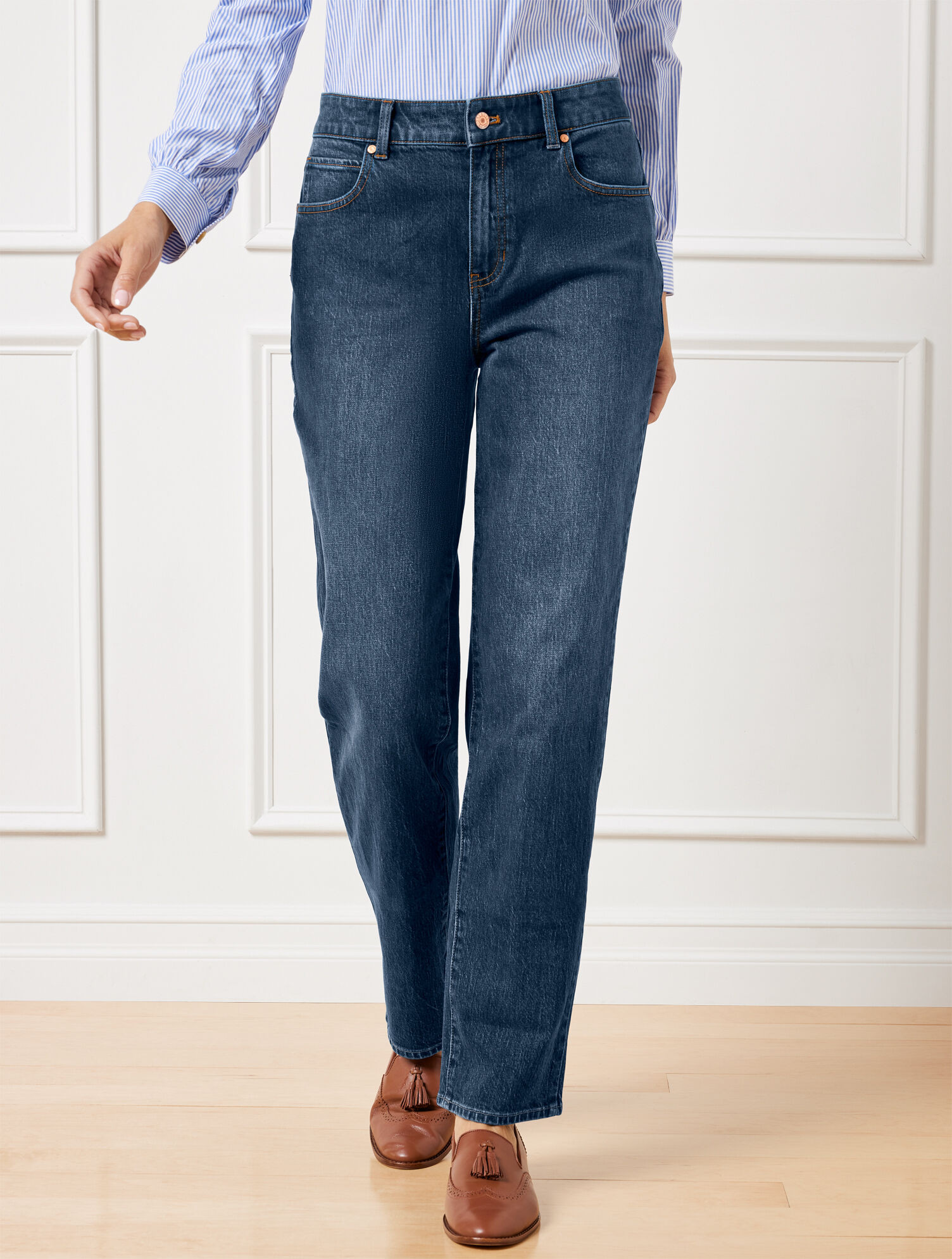 High Waist Relaxed Jeans - Huron Wash | Talbots