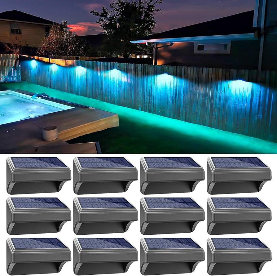 Aulanto 12 Pack Solar Fence Lights, IP65 Waterproof Outdoor Lights with Warm White and RGB Color ... | Amazon (US)
