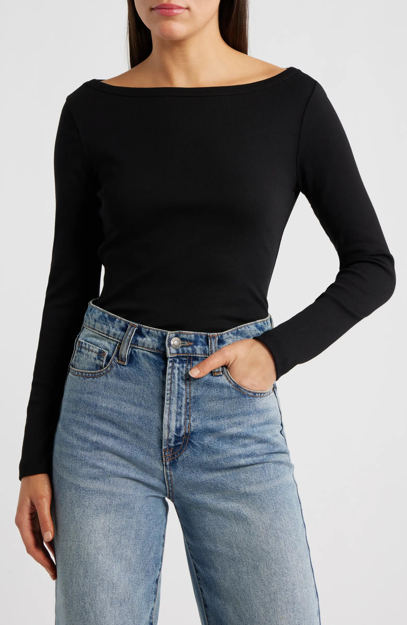 The '90s Compact Cotton Boatneck T-Shirt | Nordstrom