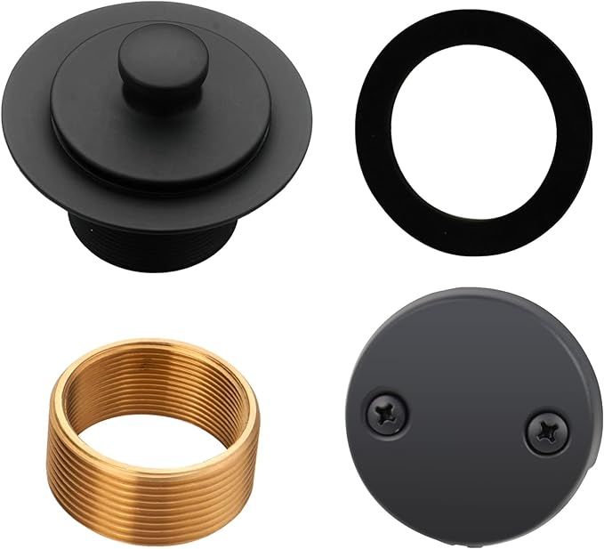 Black tub Drain Lift &Turn Tub Trim Set with Two-Hole Overflow Faceplate Conversion Kit Assembly,... | Amazon (US)