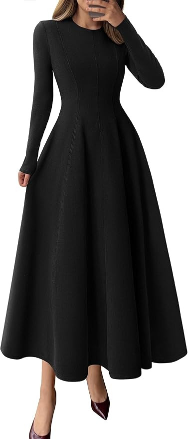 PRETTYGARDEN Cocktail Dresses for Women 2026 Elegant Classy Fall Long Sleeve Midi A Line Flowy Mo... | Amazon (US)