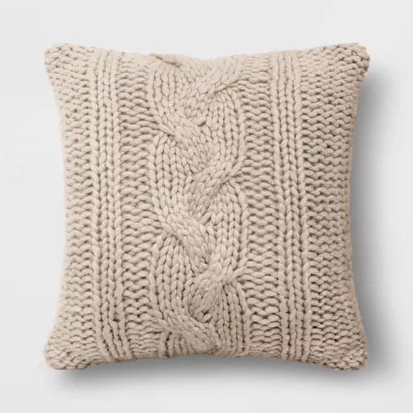 24"x24" Holiday Oversized Chunky Cable Knit Square Throw Pillow - Threshold™ | Target
