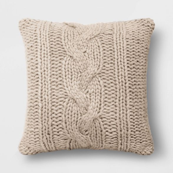 24"x24" Holiday Oversized Chunky Cable Knit Square Throw Pillow - Threshold™ | Target