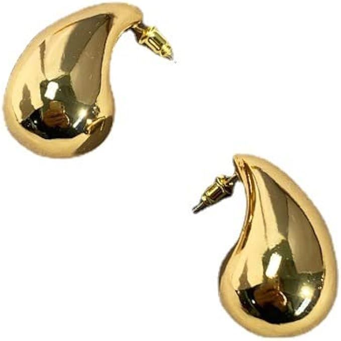 Tear Drop Silver Gold Trending Oversized Statement Style Earrings, Hypoallergenic Huggie Earring,... | Amazon (US)