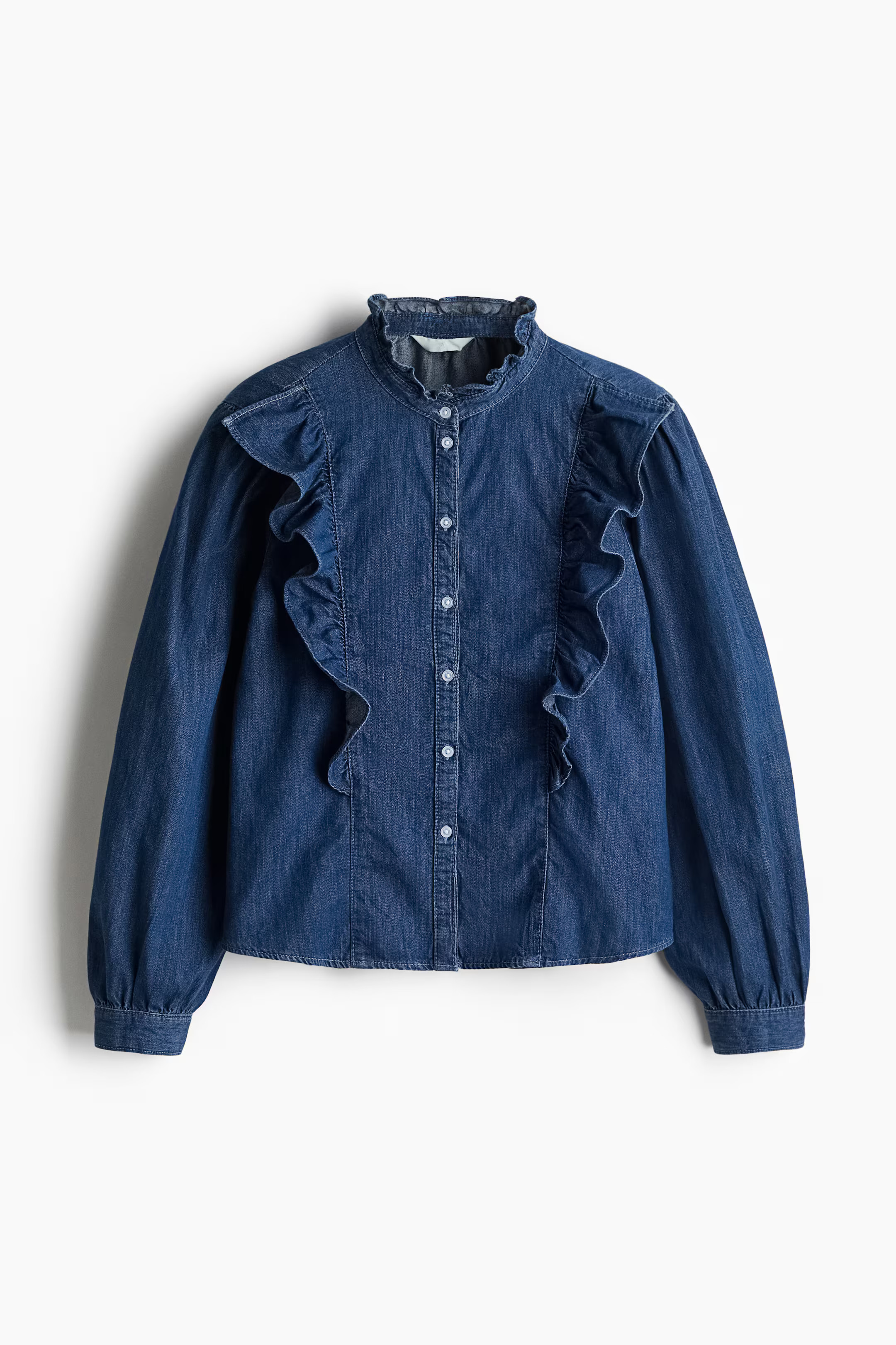 Ruffle-Trimmed Denim Blouse | H&M (US + CA)
