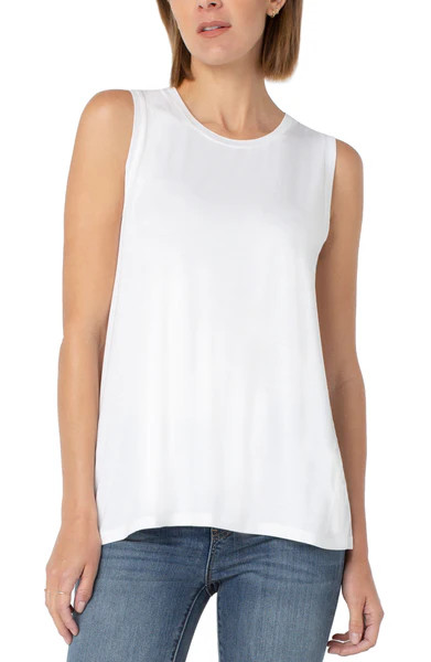 SLEEVELESS SCOOP NECK KNIT TANK | Liverpool Jeans