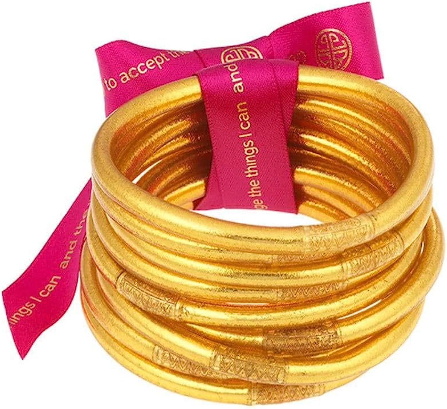 BuDhaGirl Gold All Weather Bangles (AWB) - Serenity Prayer | Amazon (US)