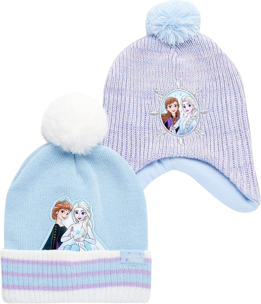 Disney Girls’ Frozen Winter Hat – 2 Pack Elsa, Anna, or Minnie Mouse Beanie with 3D Ears (4-7... | Amazon (US)